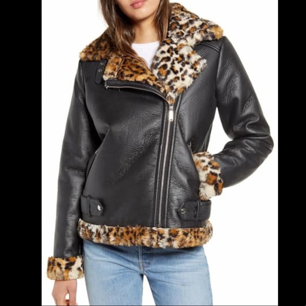 Sam Edelman leather bomber jacket coat